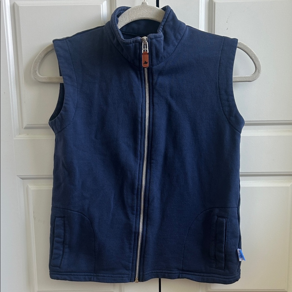 SouthBound Cotton Knit Zipper-Front Vest in the Navy Blue